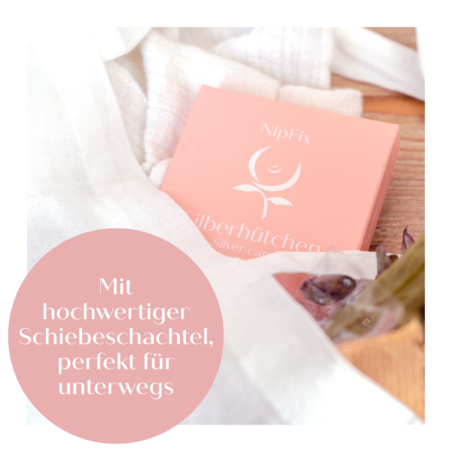 NipFix Silberhütchen für wunde Brustwarzen nach dem Stillen, TÜV-zertifiziertes 999er Feinsilber, Made in Germany, 2er Set